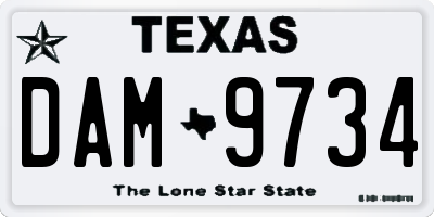 TX license plate DAM9734