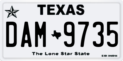 TX license plate DAM9735
