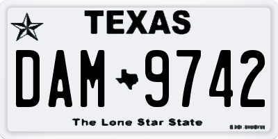 TX license plate DAM9742
