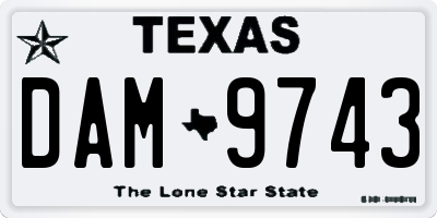 TX license plate DAM9743