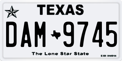 TX license plate DAM9745