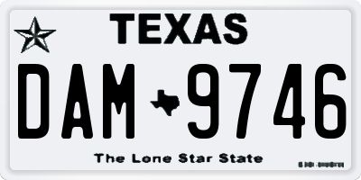 TX license plate DAM9746
