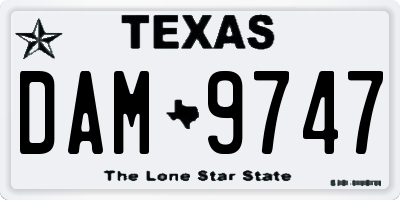 TX license plate DAM9747