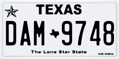 TX license plate DAM9748
