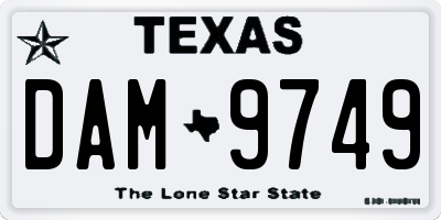 TX license plate DAM9749
