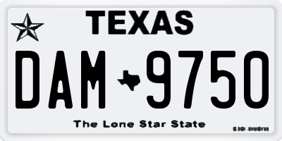 TX license plate DAM9750