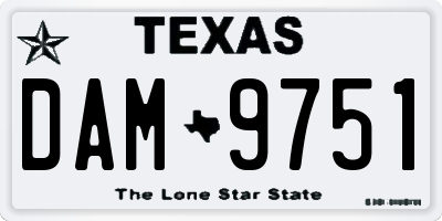 TX license plate DAM9751