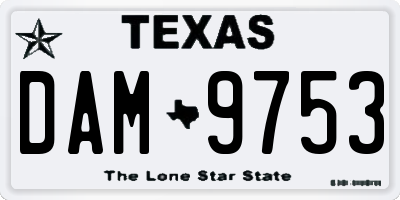 TX license plate DAM9753