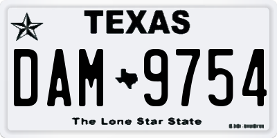 TX license plate DAM9754