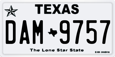 TX license plate DAM9757