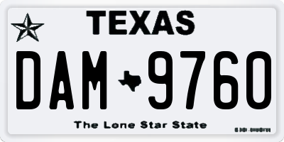TX license plate DAM9760