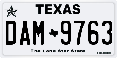 TX license plate DAM9763