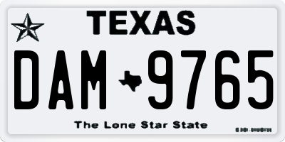 TX license plate DAM9765