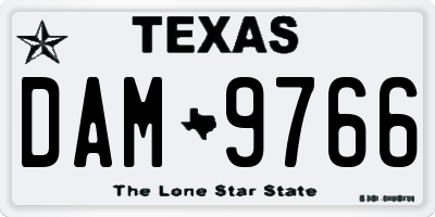 TX license plate DAM9766
