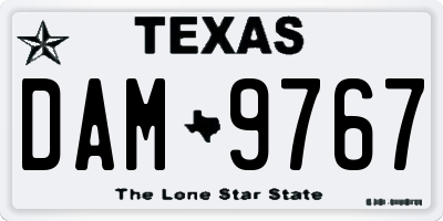TX license plate DAM9767