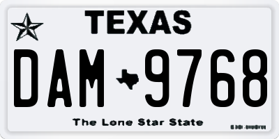 TX license plate DAM9768