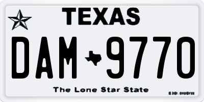 TX license plate DAM9770