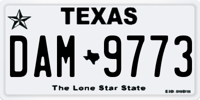 TX license plate DAM9773