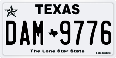 TX license plate DAM9776