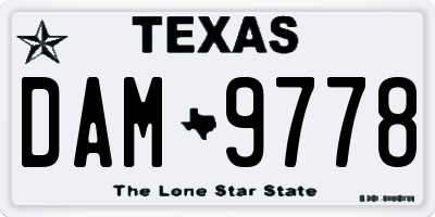 TX license plate DAM9778