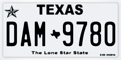 TX license plate DAM9780