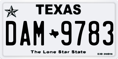 TX license plate DAM9783