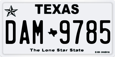 TX license plate DAM9785