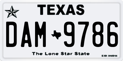 TX license plate DAM9786