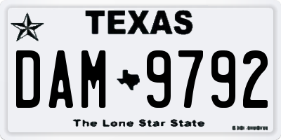 TX license plate DAM9792