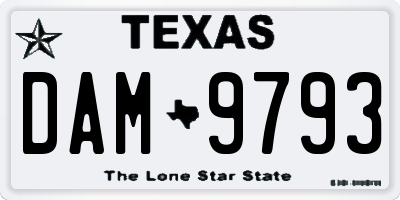 TX license plate DAM9793