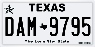 TX license plate DAM9795
