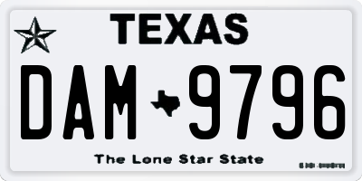 TX license plate DAM9796