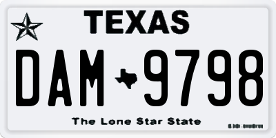 TX license plate DAM9798