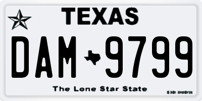 TX license plate DAM9799