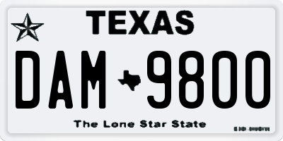 TX license plate DAM9800