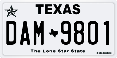 TX license plate DAM9801