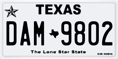 TX license plate DAM9802