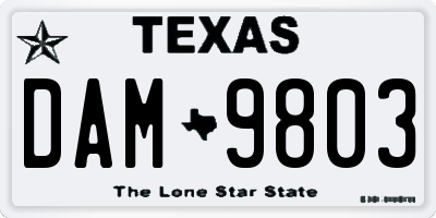 TX license plate DAM9803