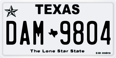 TX license plate DAM9804