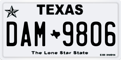 TX license plate DAM9806