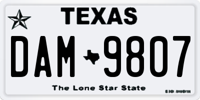 TX license plate DAM9807