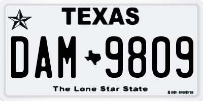 TX license plate DAM9809