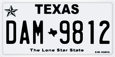 TX license plate DAM9812