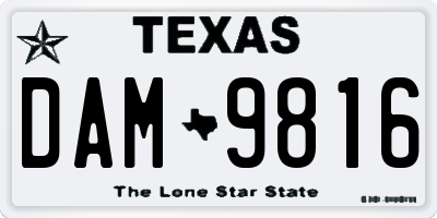 TX license plate DAM9816