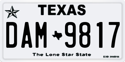 TX license plate DAM9817