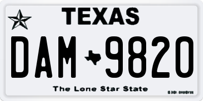 TX license plate DAM9820