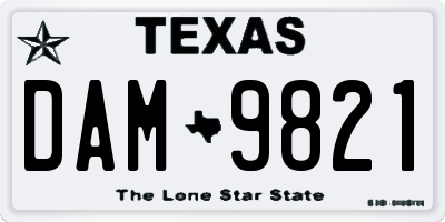 TX license plate DAM9821