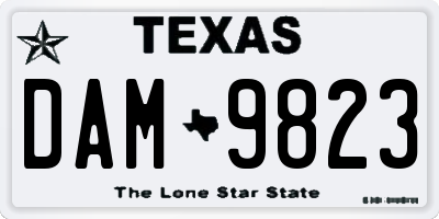 TX license plate DAM9823