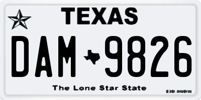 TX license plate DAM9826