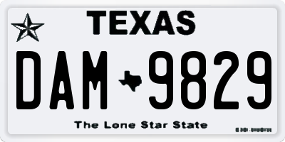TX license plate DAM9829